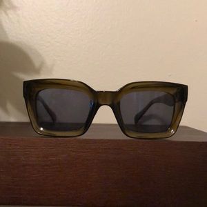 Olive green bold frame sunglasses